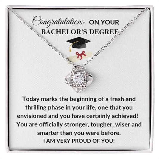 Congratulations on Your Bachelor's Degree I'm Proud Love Knot Necklace