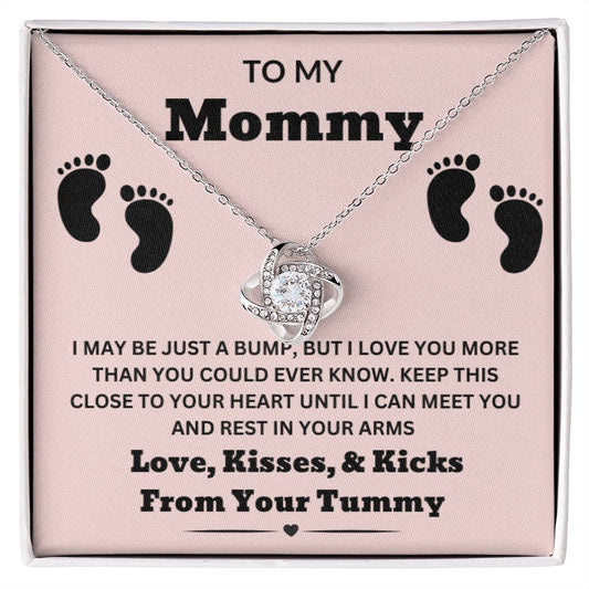 To My Mommy New Mom Love Knot Personalized Necklace Gift-Pink