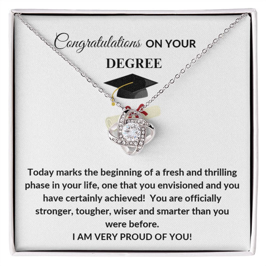 Congratulations on Your Degree I'm Proud Love Knot Necklace