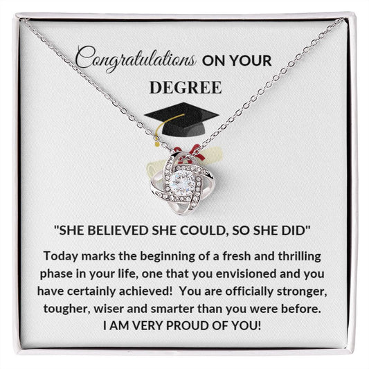 Congratulations on Your Degree Women's Graduation Love Knot Necklace Gift