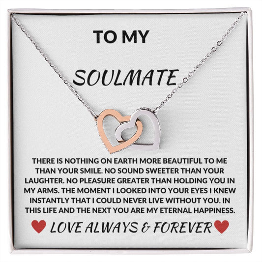 To My Soulmate Interlocking Hearts Nothing More Beautiful Necklace
