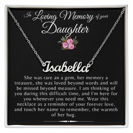 In Loving Memory of Your Daughter Flower Card Personalized Name Necklace