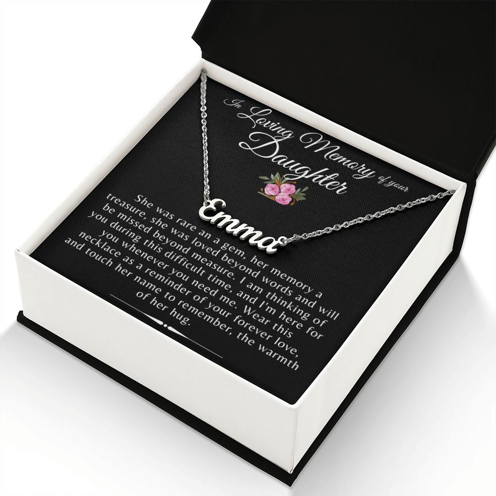 In Loving Memory of Your Daughter Flower Card Personalized Name Necklace