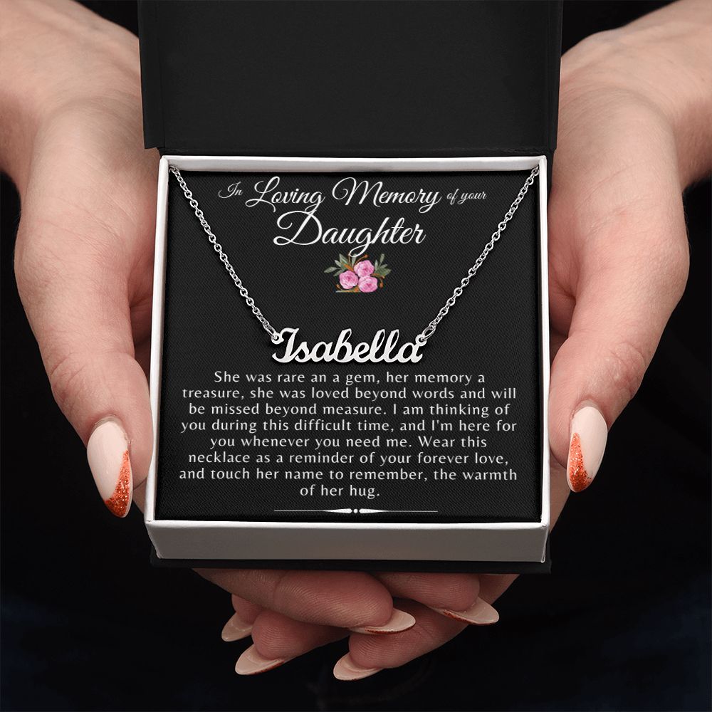 In Loving Memory of Your Daughter Flower Card Personalized Name Necklace