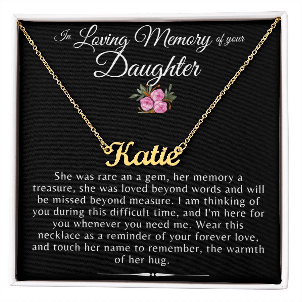 In Loving Memory of Your Daughter Flower Card Personalized Name Necklace