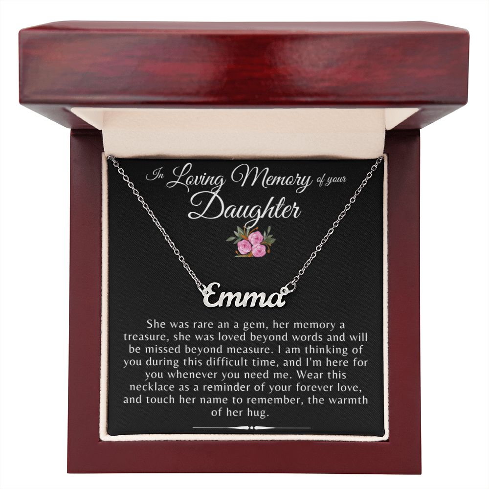 In Loving Memory of Your Daughter Flower Card Personalized Name Necklace