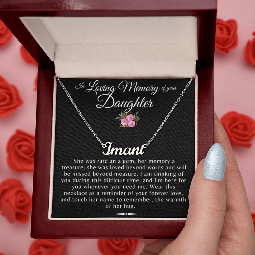 In Loving Memory of Your Daughter Flower Card Personalized Name Necklace
