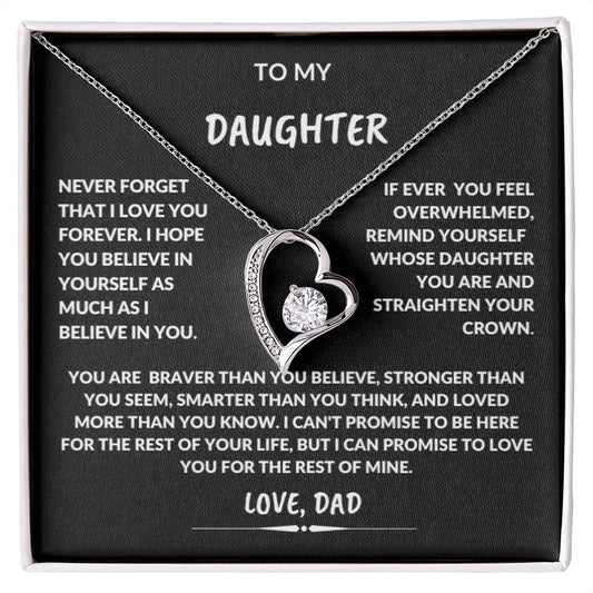 To My Daughter From Dad Forever Love Never Forget Necklace Black Card