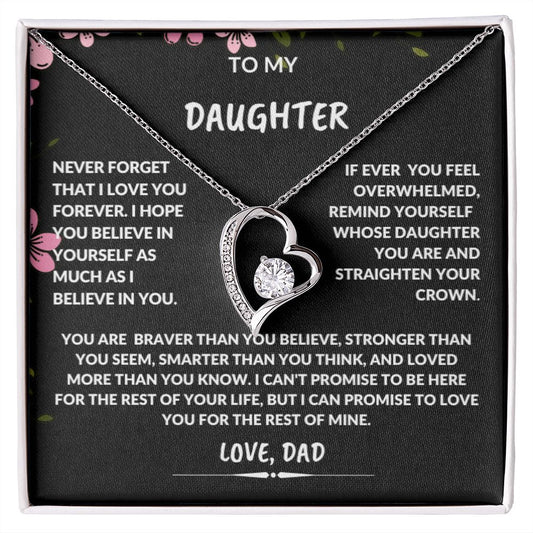 To My Daughter Floral Forever Love Necklace From Dad Gift
