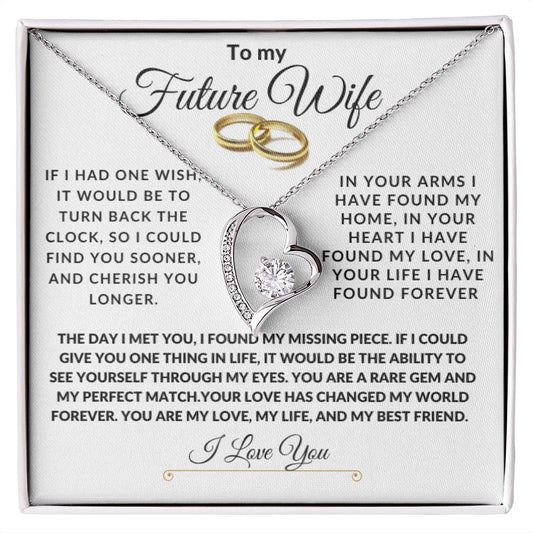 To My Future Wife Forever Love Gold Bands White Card Necklace
