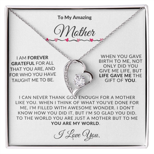 To My Amazing Mother Forever Grateful Forever Love Necklace