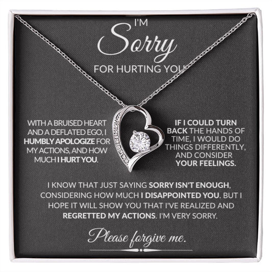 I'M SORRY FOR HURTING YOU FOREVER LOVE PERSONALIZED NECKLACE GIFT-BLACK CARD