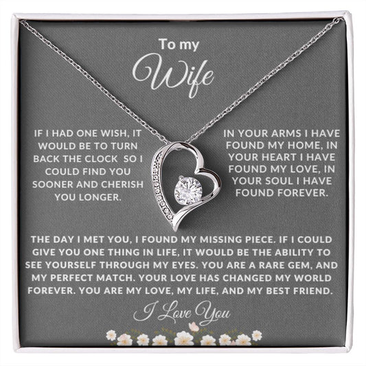 To My Wife One Wish Forever Love Necklace Grey Card
