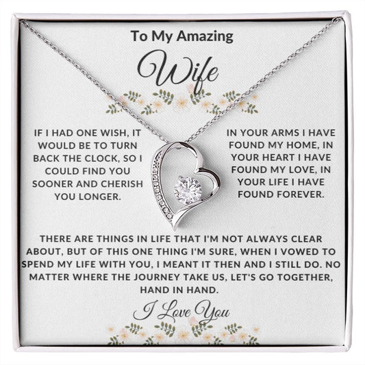 To My Amazing Wife One Wish Floral Card Forever Love Necklace