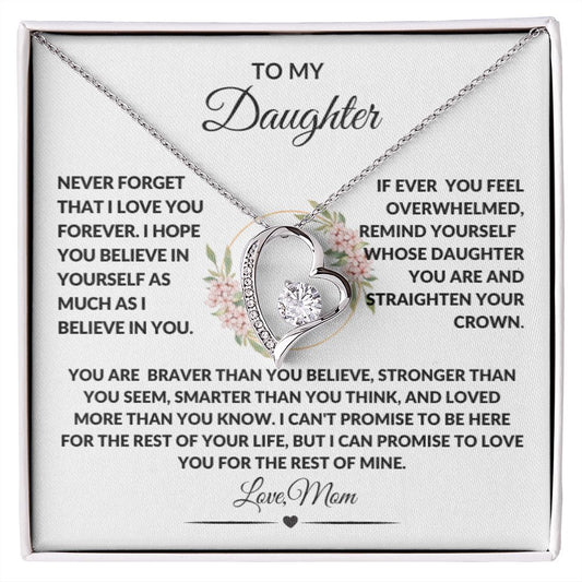 To My Daughter Love Mom Forever Love Necklace Gift
