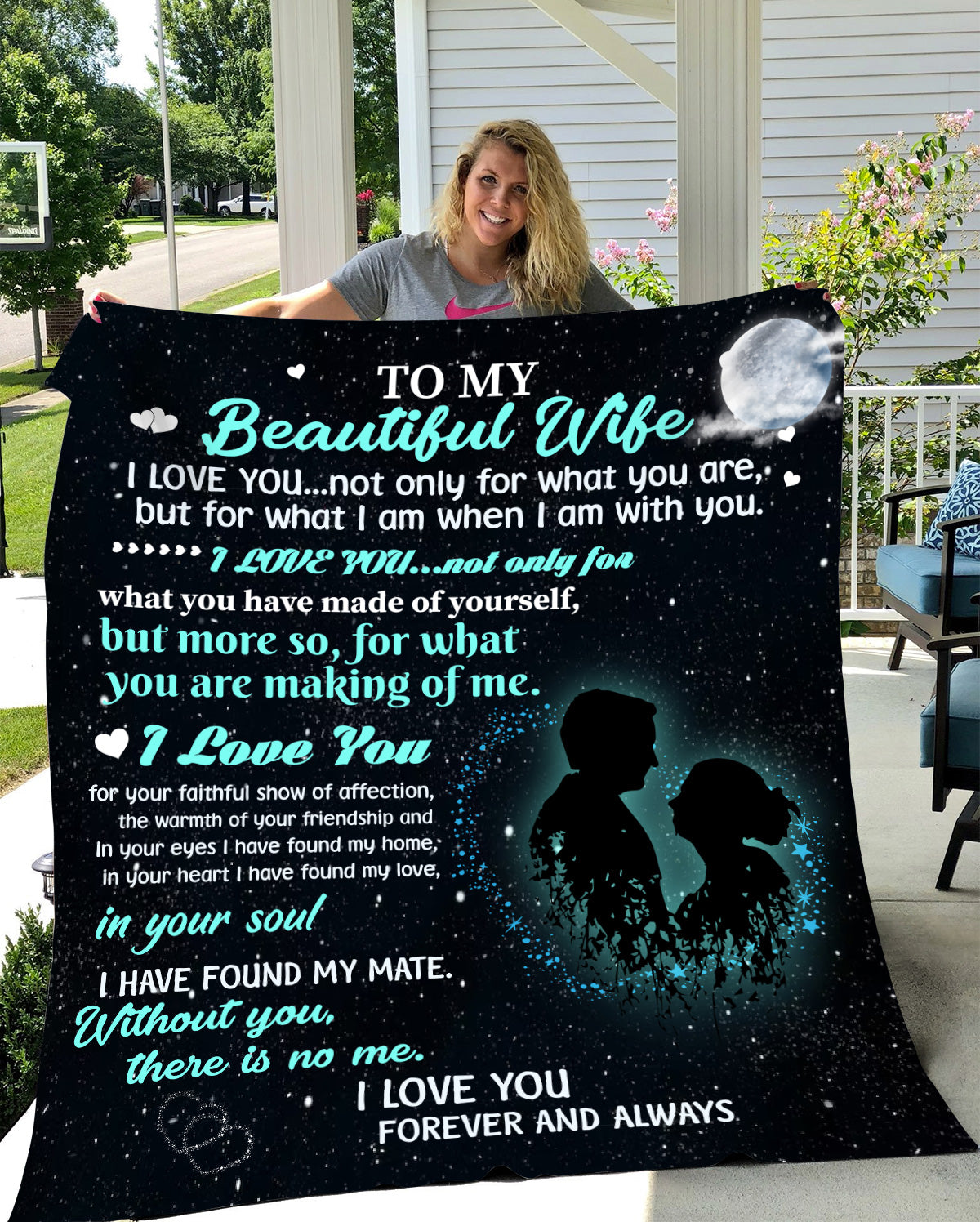 To My Beautiful Wife I Love You Arctic Personalized Fleece Blanket 50x60 Gift